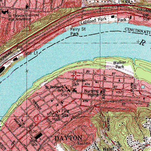 Topographic Map of Dayton High School, KY