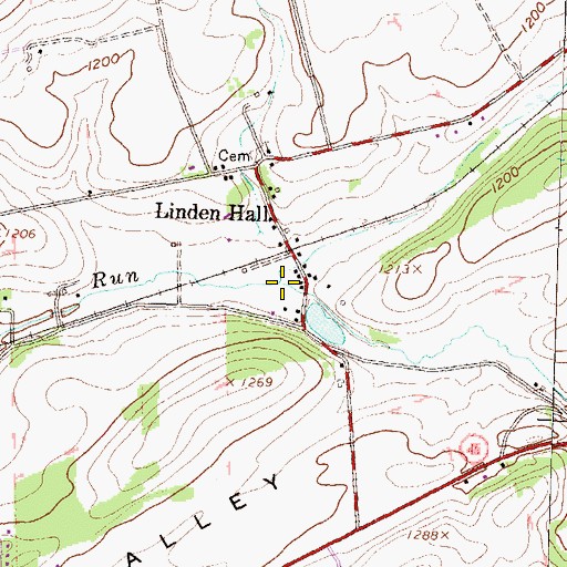 Topographic Map of Mackeys Run, PA
