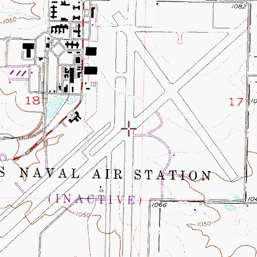 Topographic Map of Olathe Naval Air Station (historical), KS