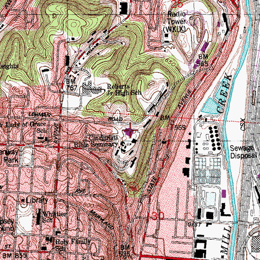 Topographic Map of Presidents Hall, OH