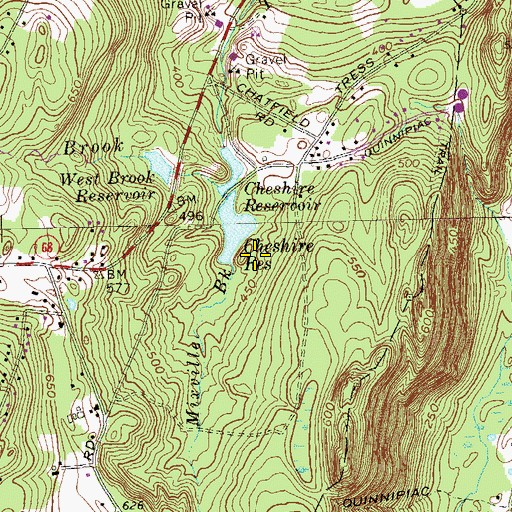 Topographic Map of Mixville Brook, CT