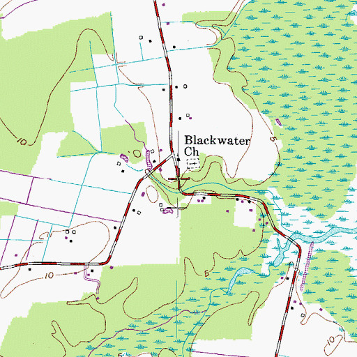 Topographic Map of Virginia Beach Fire Department Station 13 Blackwater, VA