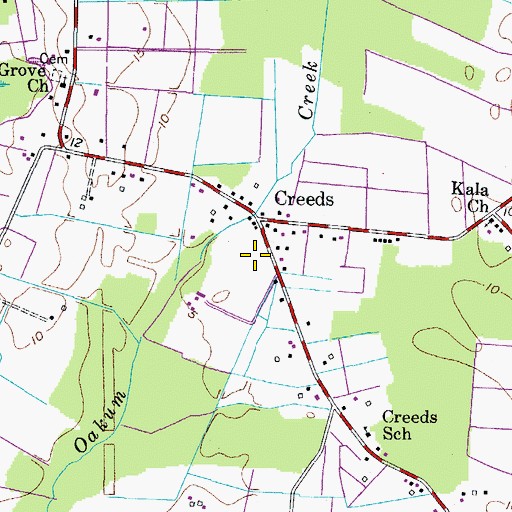 Topographic Map of Virginia Beach Fire Department Station 6 Creeds, VA