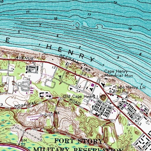 Topographic Map of Fort Story Fire and Emergency Services, VA