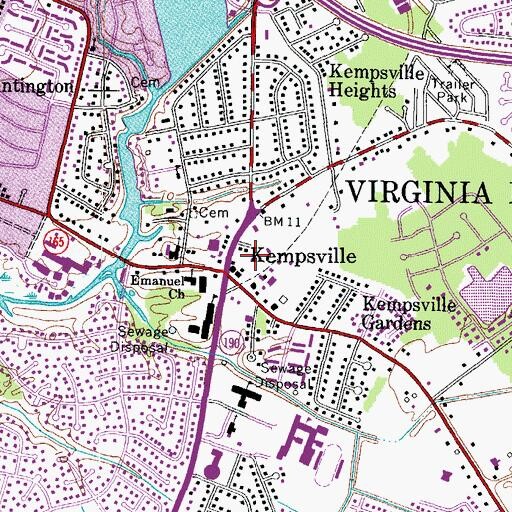 Topographic Map of Virginia Beach Volunteer Emergency Medical Services Station 9 Kempsville, VA