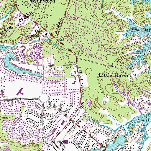 Topographic Map of Virginia Beach Fire Department Station 20 Littleneck, VA