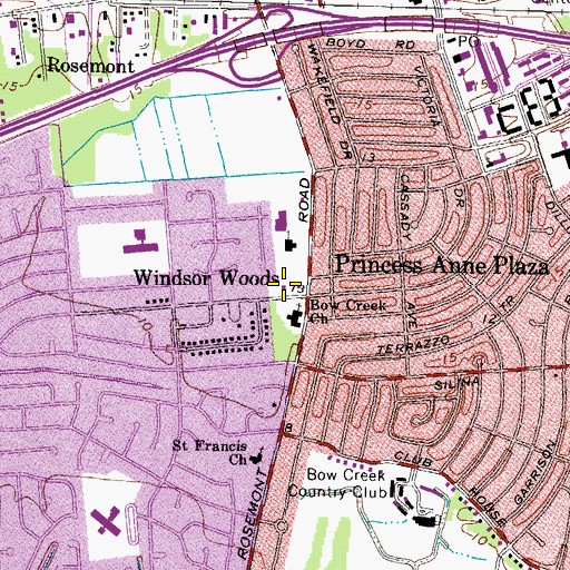 Topographic Map of Virginia Beach Fire Department Station 16 Plaza, VA