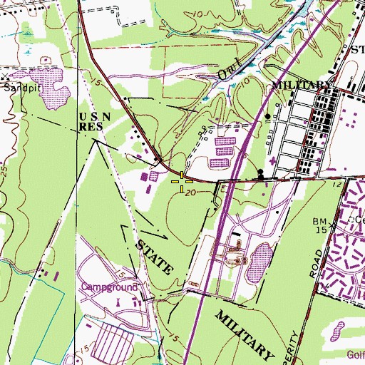 Topographic Map of Virginia Beach Fire Department Station 12 Seatack, VA