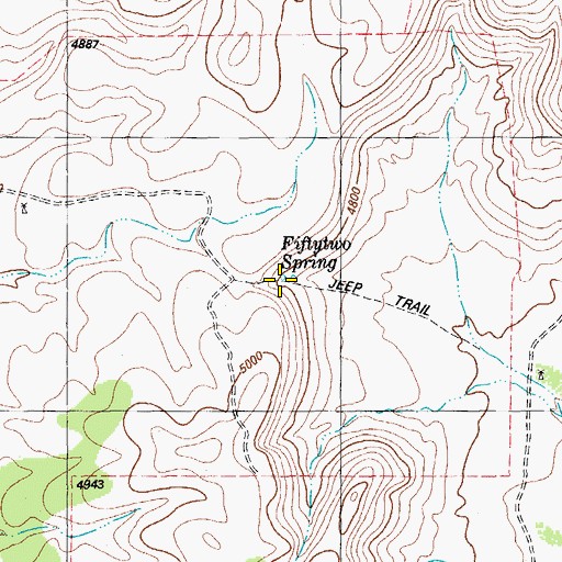 Topographic Map of Fiftytwo Spring, TX