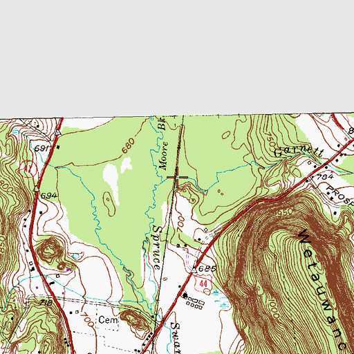 Topographic Map of Moore Brook, CT