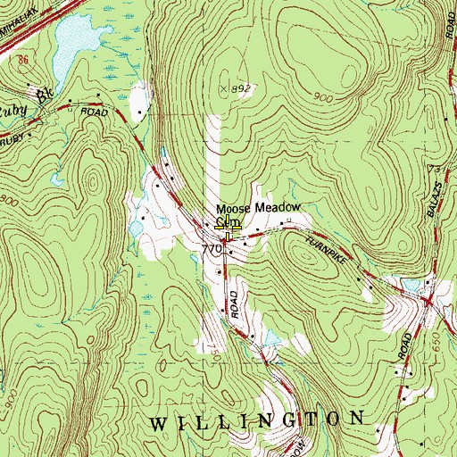 Topographic Map of Moose Meadow Cemetery, CT