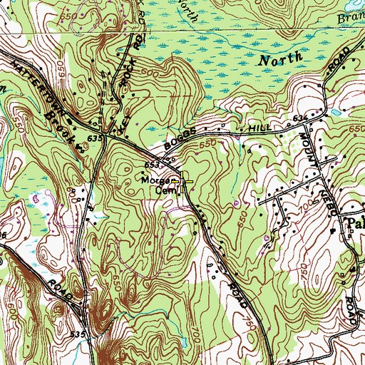 Topographic Map of Morgan Cemetery, CT