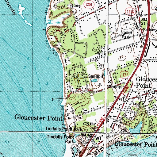 Topographic Map of York River Pines, VA