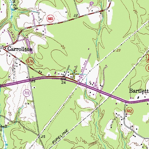 Topographic Map of Booker T Estates, VA