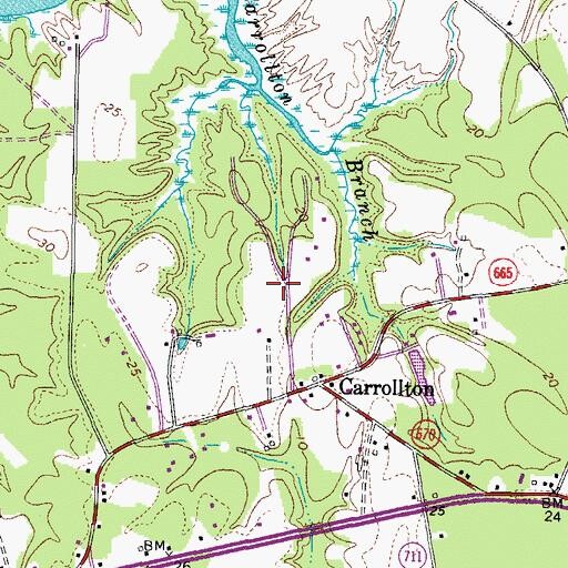 Topographic Map of Carrollton Estates, VA