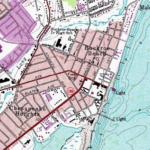 Topographic Map of Hampton Fire and Rescue Station 4 Buckroe, VA