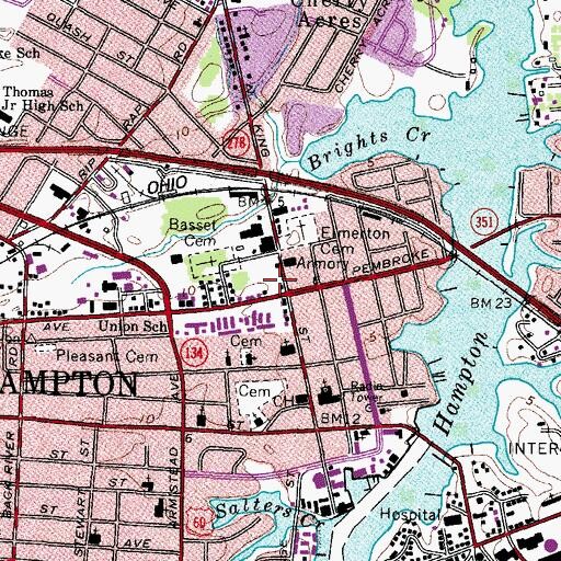 Topographic Map of Pen Tran Bus Facility, VA