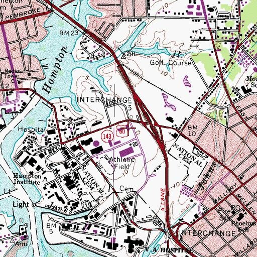 Topographic Map of Freeman Hall, VA