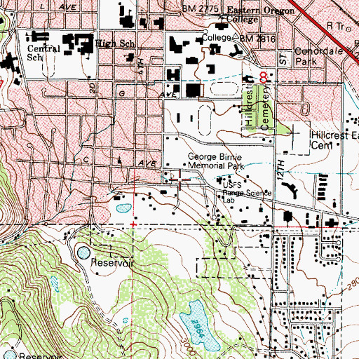 Topographic Map of Bernie Park, OR