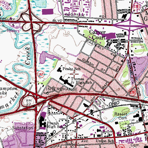 Topographic Map of Y H Thomas Park, VA