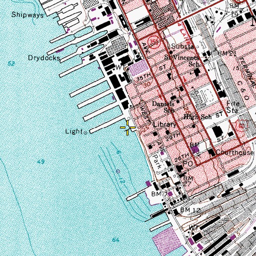 Topographic Map of Pier 1, VA