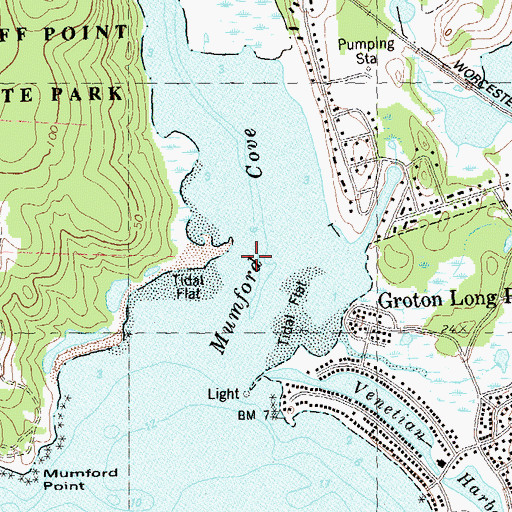 Topographic Map of Mumford Cove, CT