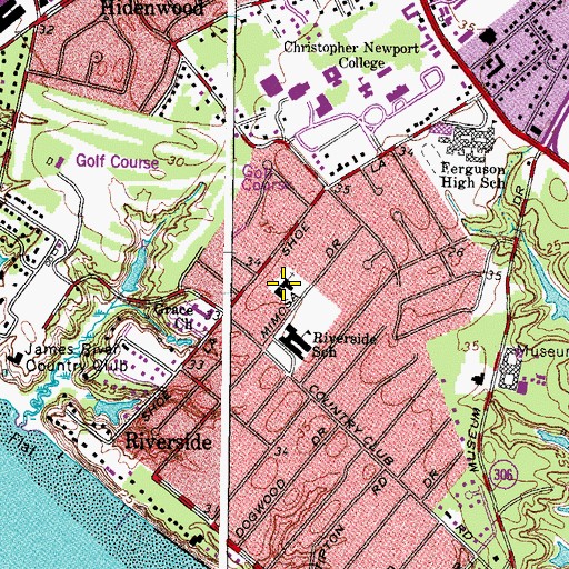 Topographic Map of North Riverside Baptist Church, VA