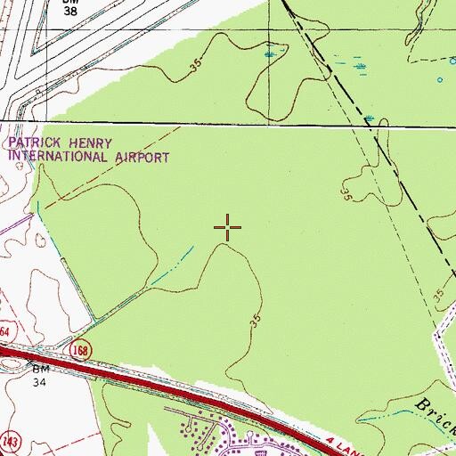Topographic Map of Fairway Plaza Shopping Center, VA