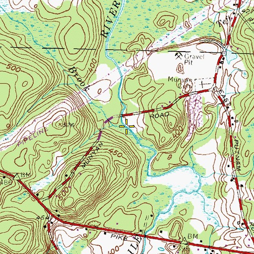 Topographic Map of Munson Brook, CT