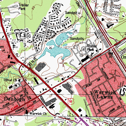 Topographic Map of Newport Crossings Shopping Center, VA