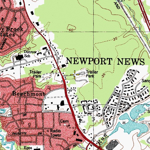 Topographic Map of Pauls Trailer Park, VA