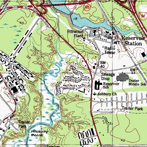Topographic Map of Merry Oaks, VA