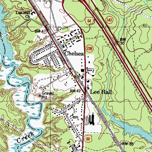 Topographic Map of Lee Hall Station, VA