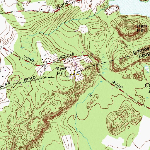 Topographic Map of Myer Hill, CT