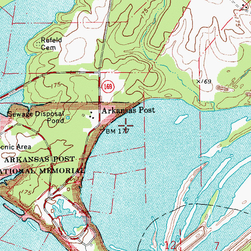 Topographic Map of Post Bend, AR