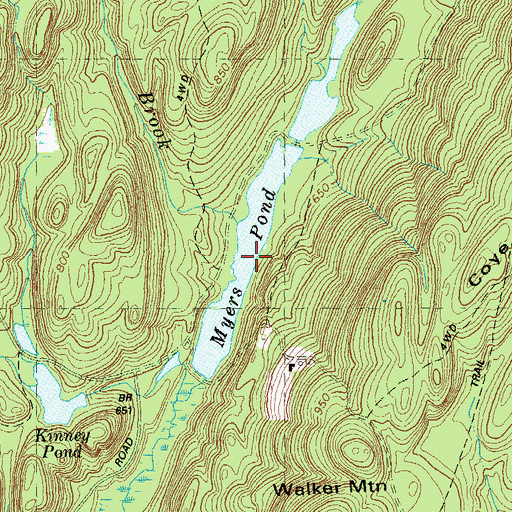 Topographic Map of Myers Pond, CT