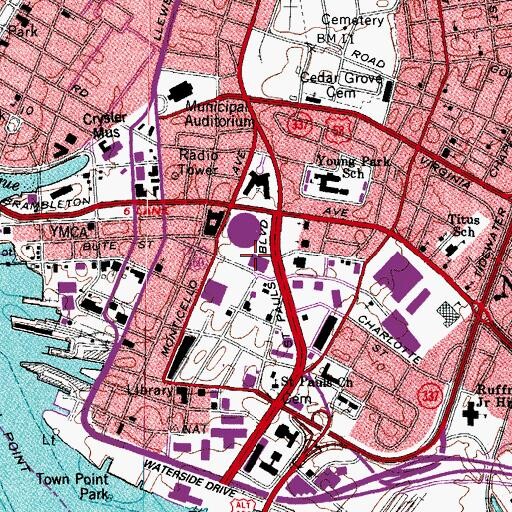 Topographic Map of Chrysler Hall, VA