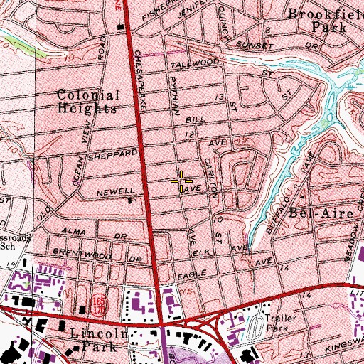 Topographic Map of Alden Heights, VA