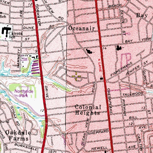 Topographic Map of Hyde Park Homes, VA