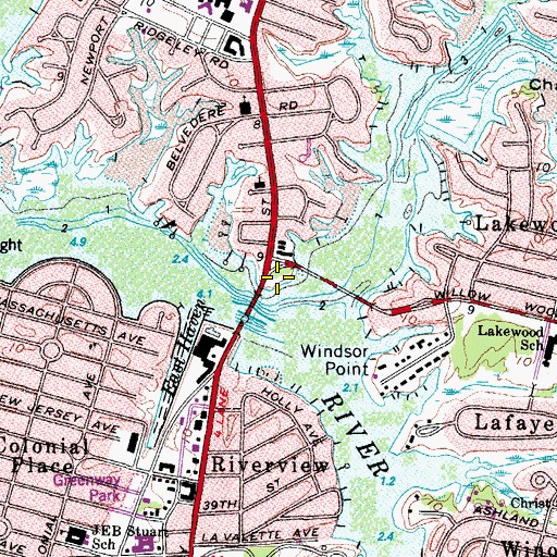 Topographic Map of Granby Street Park, VA