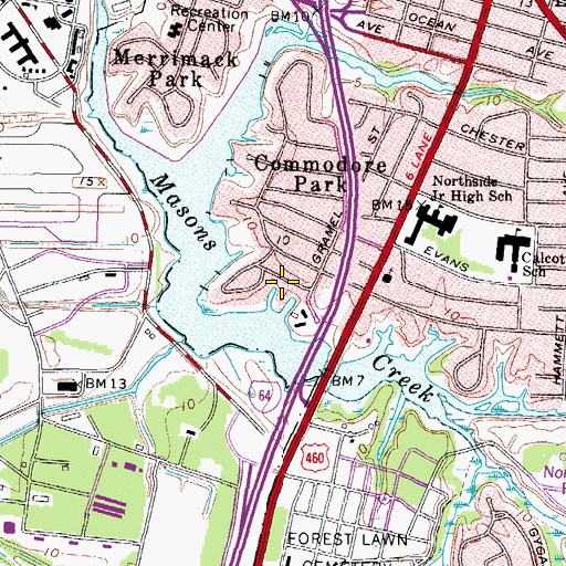 Topographic Map of Granby Shores, VA