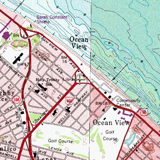 Topographic Map of Mary D Pretlow Branch Norfolk Public Library, VA