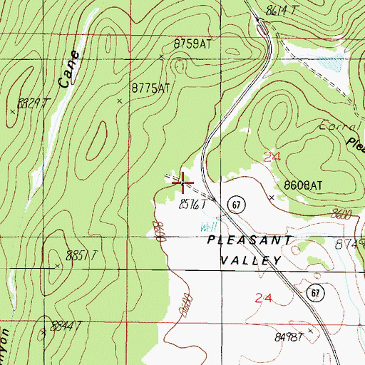 Topographic Map of Pleasant Valley Cabin, AZ