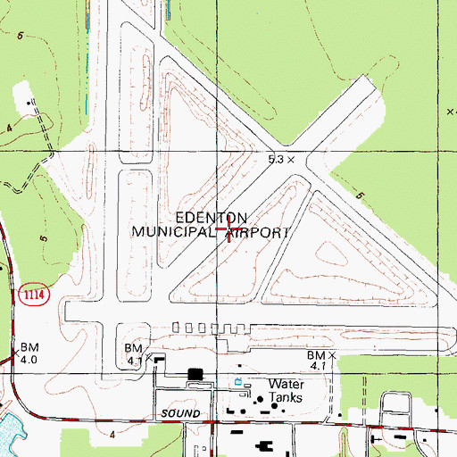 Topographic Map of Edenton Marine Corps Air Station (historical), NC