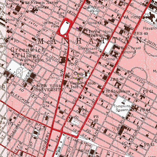 Topographic Map of Hebrew Technical Institute (historical), NY