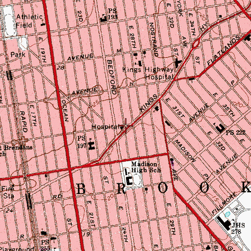 Topographic Map of New York Community Hospital, NY
