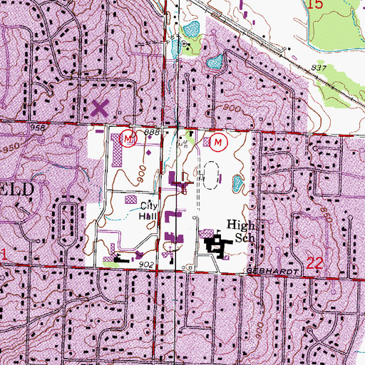 Topographic Map of Brookfield Fire Department Station 1, WI