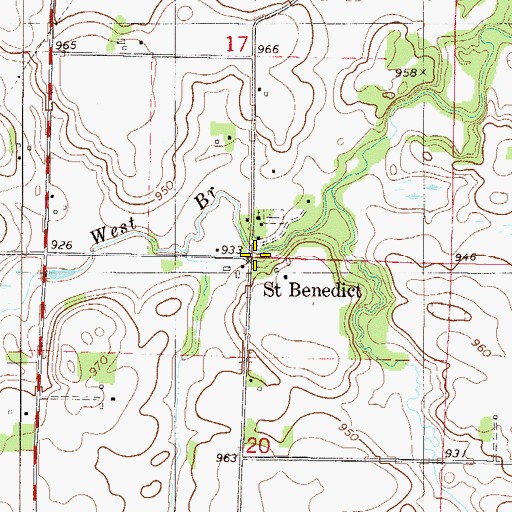 Topographic Map of Benedict Post Office (historical), MN