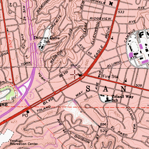 Topographic Map of Occidental United Presbyterian Church, CA