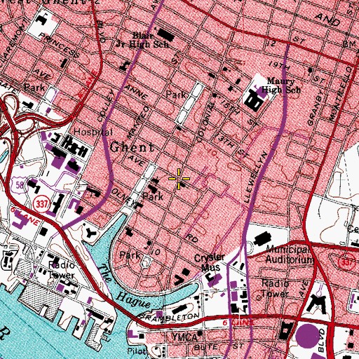 Topographic Map of First Presbyterian Church, VA